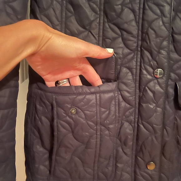 Larry Levine Womens Lightweight Quilted Textured Black Mid-length Puffer SzS - Picture 11 of 14